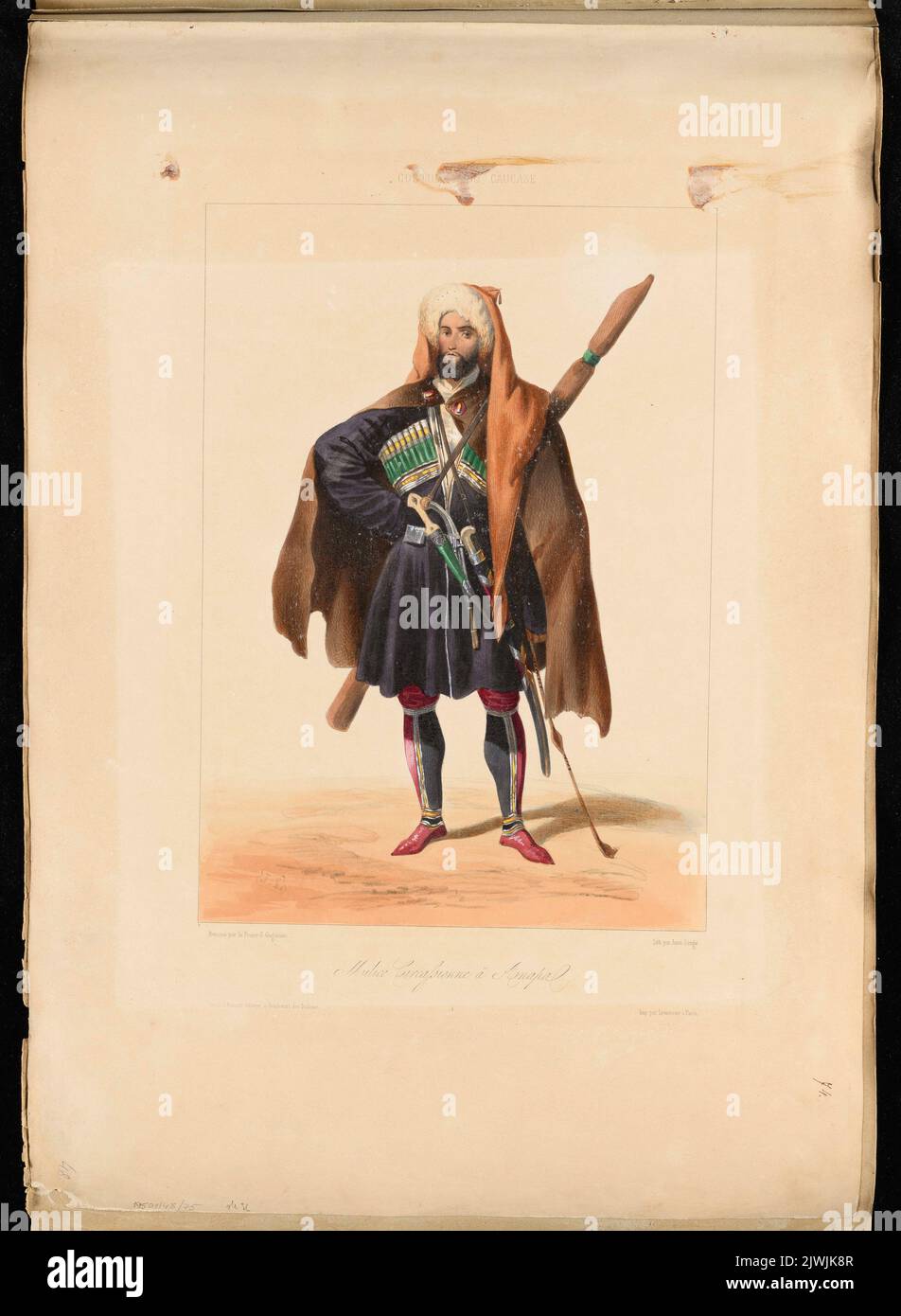 Kostüme aus dem Kaukasus - `Cizcassienne` Armee. Lemercier, Rose Joseph (Paryż ; Zakład litograficzny ; 1827-post 1899), Janet-lange (1815-1872), Grafikerin, Gagarin, Grigory (1810-1893), Zeichner, Karikaturist, Hauser A., Boulevard des Italiens n. 11 Paris, Verleger Stockfoto